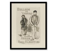 Artery8 Ballade du Ventre Theatre Poster Steinlen Framed Wall Art Print in Beige | Size: A3 Artery8 Beige A3