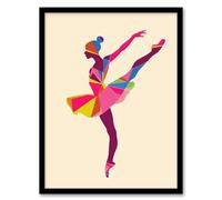 Ballerina Arabesque Pose Bright Colourful Design Framed Art Print Artery8 Multi A4