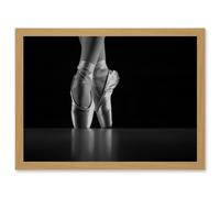 Artery8 Ballerina Ballet Shoes A4 Artwork Framed Wall Art Print in Light Oak Artery8 Light Oak