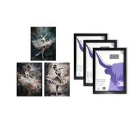 Artery8 Ballerina Wall Art - Set of 3 A4 Sized Art with Black Frames - Ballet Dancers Painting Graceful Dancing Poses