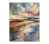 Artery8 Bamburgh Castle Colourful Acrylic Northumbria Wall Art Print | Size: W12" x H16" Artery8 Multicolor W12" x H16"