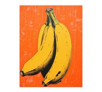 Wall Art Print Banana On Orange Minimalist Interior Decor Kitchen Artwork Poster Artery8 Multi W24 inch x H32 inch
