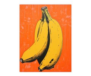 Artery8 Banana On Orange Minimalist Interior Decor Kitchen Artwork Extra Large XL Wall Art Poster Print