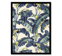Banana Plant Artwork Leaves Foliage Tropical Framed Art Print Artery8 Blue A4