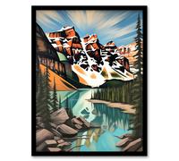 Banff National Park Artwork Turquoise Canada Moraine Glacial Lake Art Print Framed Poster Wall Decor Artery8 Black A4