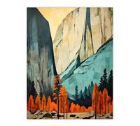 Artery8 Banff National Park Oil Painting Canadian Rockies Mountain Range In Autumn Unframed Wall Art Print Poster Home Decor Premium Artery8 Multicolor W12" x H16"