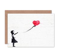 Fine Art Prints Banksy Balloon Girl Graffiti Greeting Card With Envelope Inside Premium Quality, yellow|red|white|black,12.50 x 17.50 cms