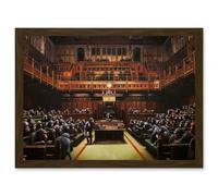 Artery8 Banksy Devolved Parliament Chimps Apes Graffiti Painting Artwork Framed Wall Art Print A4