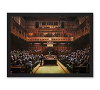 Artery8 Banksy Devolved Parliament Chimps Apes Graffiti Painting Artwork Framed Wall Art Print A4