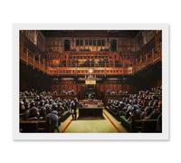 Artery8 Banksy Devolved Parliament Chimps Apes Graffiti Painting Artwork Framed Wall Art Print A4 in White Artery8 White