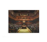 Artery8 Banksy Devolved Parliament Chimps Canvas Wall Art Print in Brown | Size: W24" x H32" Artery8 Brown W24" x H32"