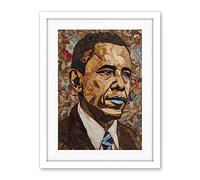 Artery8 Barack Obama Collage Art Portrait Artwork Framed Wall Art Print 18X24 Inch