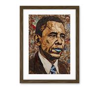 Artery8 Barack Obama Collage Art Portrait Artwork Framed Wall Art Print 18X24 Inch