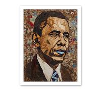 Artery8 Barack Obama Collage Art Portrait Artwork Framed Wall Art Print 18X24 Inch