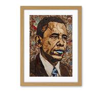 Artery8 Barack Obama Collage Art Portrait Artwork Framed Wall Art Print 18X24 Inch