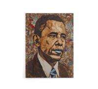 Artery8 Barack Obama Collage Art Portrait Canvas Wall Art Print in Brown | Size: W18" x H24" Artery8 Brown W18" x H24"