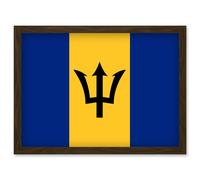 Artery8 Barbados National Flag Vexillology World Flags Country Region Poster Artwork Framed Wall Art Print A4 in Brown Artery8 Brown