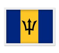 Artery8 Barbados National Flag Vexillology World Flags Country Region Poster Artwork Framed Wall Art Print A4 in White Artery8 White