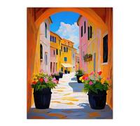 Artery8 Bari Italy Alleyway Vibrant Summer Cityscape Living Room Unframed Wall Art Print Poster Home Decor