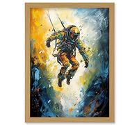 Artery8 Base Jumping Between Cliffs Sunrise Action Shot Artwork Framed Wall Art Print A4