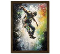 Artery8 Base Jumping Multicoloured Paint Splat Action Shot Artwork Framed Wall Art Print A4