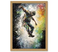 Artery8 Base Jumping Multicoloured Paint Splat Action Shot Artwork Framed Wall Art Print A4