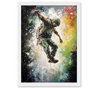 Artery8 Base Jumping Multicoloured Paint Splat Action Shot Artwork Framed Wall Art Print A4