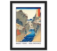 Artery8 Basket Ferry Hida Province Utagawa Hiroshige Japan Woodblock Classic Collection Artwork Framed Wall Art Print A4 in Black Artery8 Black