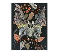 Artery8 Bat Flight Night Patterns Rustic Botanical Wall Art Print | Size: W12" x H16" Artery8 Multicolor W12" x H16"