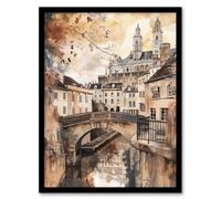 Artery8 Bath England Historic Canal England Watercolour Framed Art Print in Beige | Size: W12" x H16" Artery8 Beige W12" x H16"