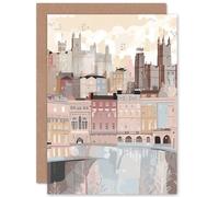 Artery8 Bath Georgian Architecture Pastel Colour Cityscape Travel Birthday Sealed Greeting Card Plus Envelope Blank inside