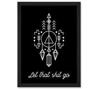 Bathroom Wall Art Let That Shit Go Toilet Sign Funny Bathroom Yoga Decor Artwork Framed Wall Art Print A4