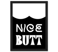 Artery8 Bathroom Wall Art Nice Butt Funny Toilet Sign Bathroom Decor Artwork Framed A3 Wall Art Print