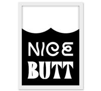Artery8 Bathroom Wall Art Nice Butt Funny Toilet Sign Bathroom Decor Artwork Framed A3 Wall Art Print