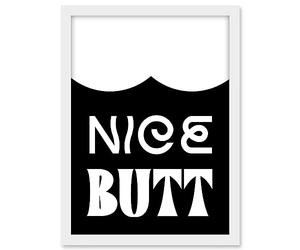 Artery8 Bathroom Wall Art Nice Butt Funny Toilet Sign Bathroom Decor Artwork Framed A3 Wall Art Print