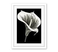 Artery8 Batik Style Black and White Calla Lily Flower Artwork Framed Wall Art Print 18X24 Inch