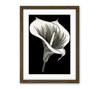Artery8 Batik Style Black and White Calla Lily Flower Artwork Framed Wall Art Print 18X24 Inch