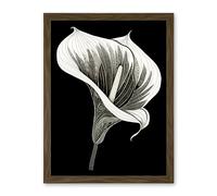 Artery8 Batik Style Black and White Calla Lily Flower Artwork Framed Wall Art Print 18X24 Inch