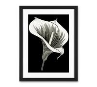 Artery8 Batik Style Black and White Calla Lily Flower Artwork Framed Wall Art Print 18X24 Inch