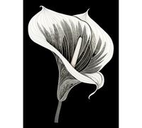 Artery8 Batik Style Black and White Calla Lily Flower Large Wall Art Poster Print Thick Paper 18X24 Inch