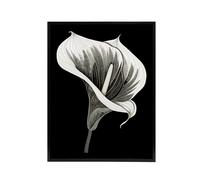 Artery8 Batik Style Black White Calla Lily Flower Framed Canvas Wall Art Print | Size: W24" x H32" Artery8 Black W24" x H32"