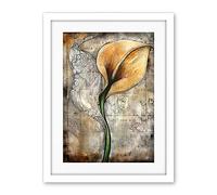 Artery8 Batik Style Pattern Calla Lily Flower Bloom Artwork Framed Wall Art Print 18X24 Inch