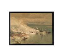 Artery8 Battle Mobile Bay USA Civil War Framed Canvas Wall Art Print in Beige | Size: W24" x H32" Artery8 Beige W24" x H32"