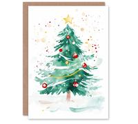 Artery8 Bauble Decorated Tree Star Light Christmas Fun Gift Festive Xmas Card in Green Artery8 Green