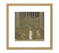 Artery8 Bauer Princess Trolls Fairy Tale Illustration 8X8 Inch Square Wooden Framed Wall Art Print Picture with Mount in Light Oak Artery8 Light Oak