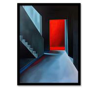 Artery8 Bauhaus Door Staircase Modern Artwork Framed Art Print in Blue | Size: W12" x H16" Artery8 Blue W12" x H16"