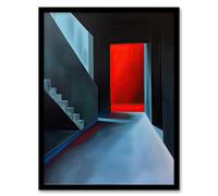 Artery8 Bauhaus Door Staircase Modern Artwork Living Room Artwork Framed Wall Art Print A4