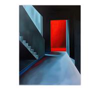 Artery8 Bauhaus Door Staircase Modern Artwork Wall Art Print in Blue | Size: W12" x H16" Artery8 Blue W12" x H16"