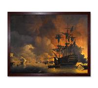 Artery8 Baur Fire Ships Algiers Attack Anglo Dutch Painting Art Print Framed Poster Wall Decor 12x16 inch