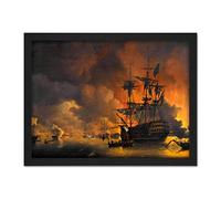 Artery8 Baur Fire Ships Algiers Attack Anglo Dutch Painting Artwork Framed Wall Art Print 18X24 Inch